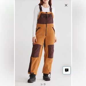 Free People Movement Hit the Slopes High Pile Fleece Snow Bibs Sz S
